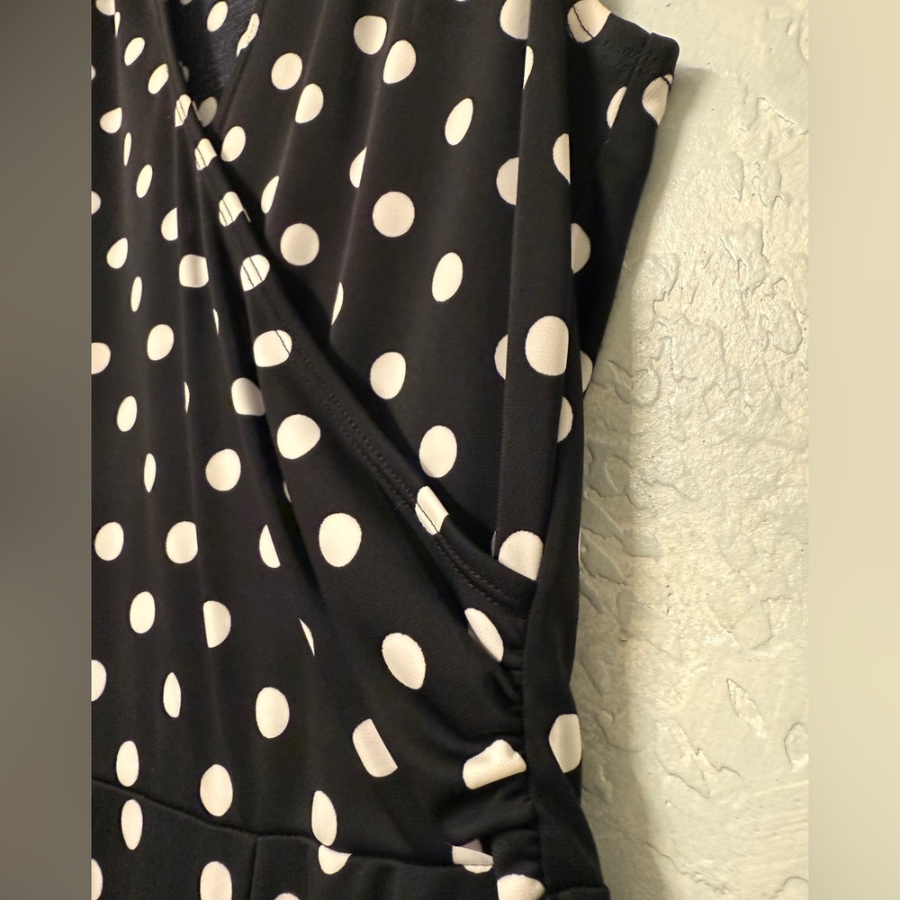 Jones New York Black and White polkadot V-Neck Maxi Dress - Picture 13 of 15